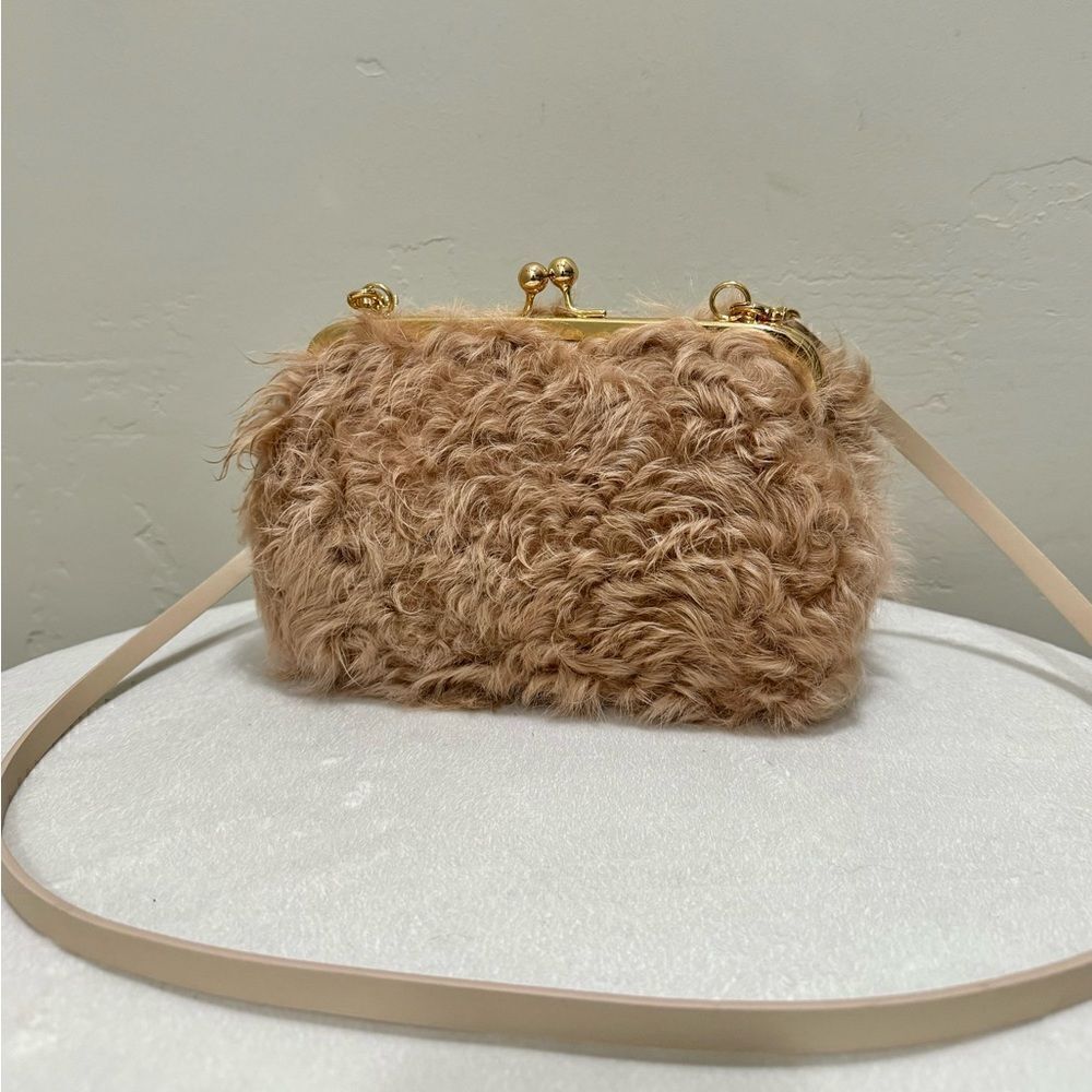 Handmade Real Curly Shearling Kisslock Shoulder Bag/Crossbody & 2 Strap Styles